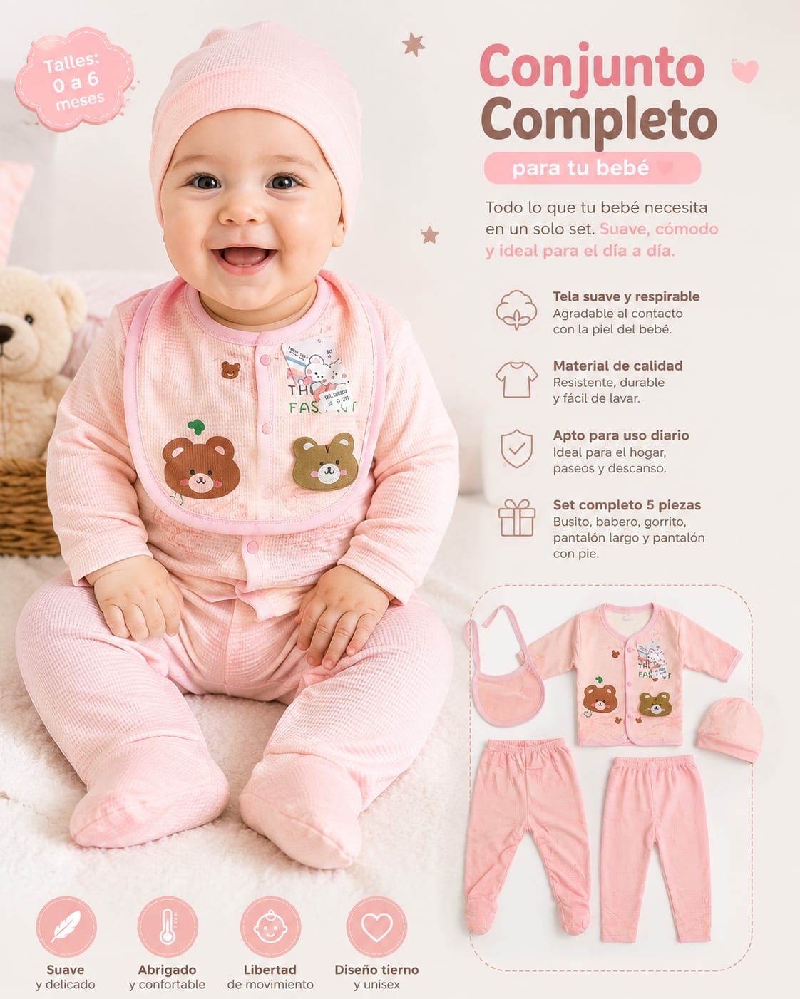 CONJUNTO PARA BEBE 5 PCS