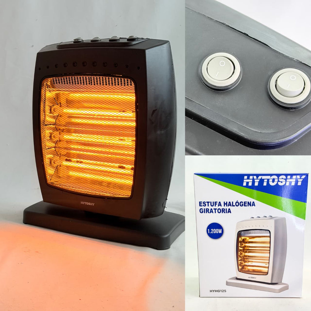 ESTUFA HALOGENA GIRATORIA 3 VELAS | HYTOSHY 1200W