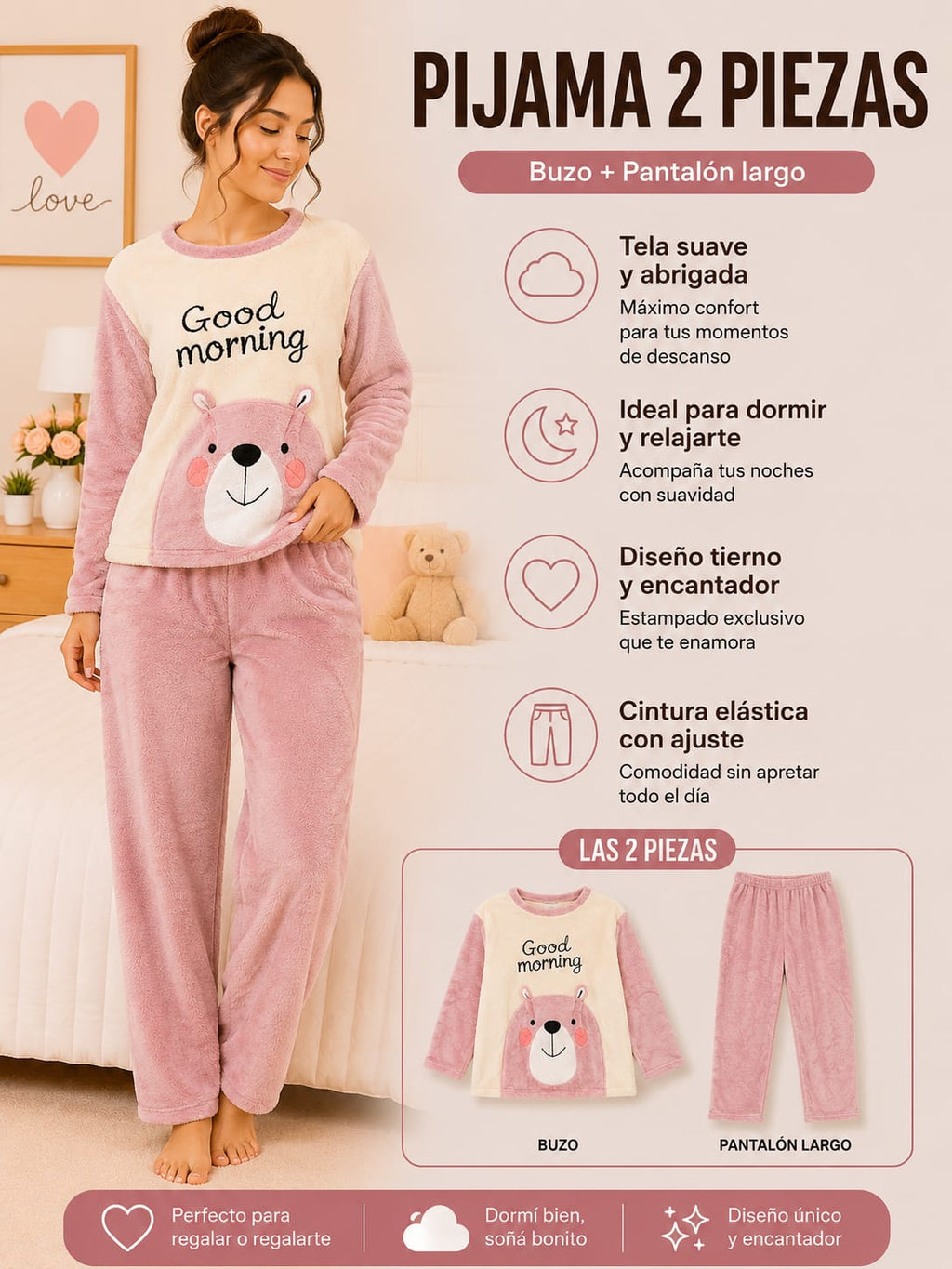 PIJAMA AFEPLADO 2 PIEZAS CON DISEÑO