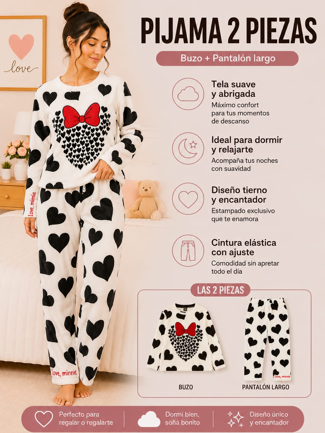 PIJAMA AFEPLADO 2 PIEZAS CON DISEÑO