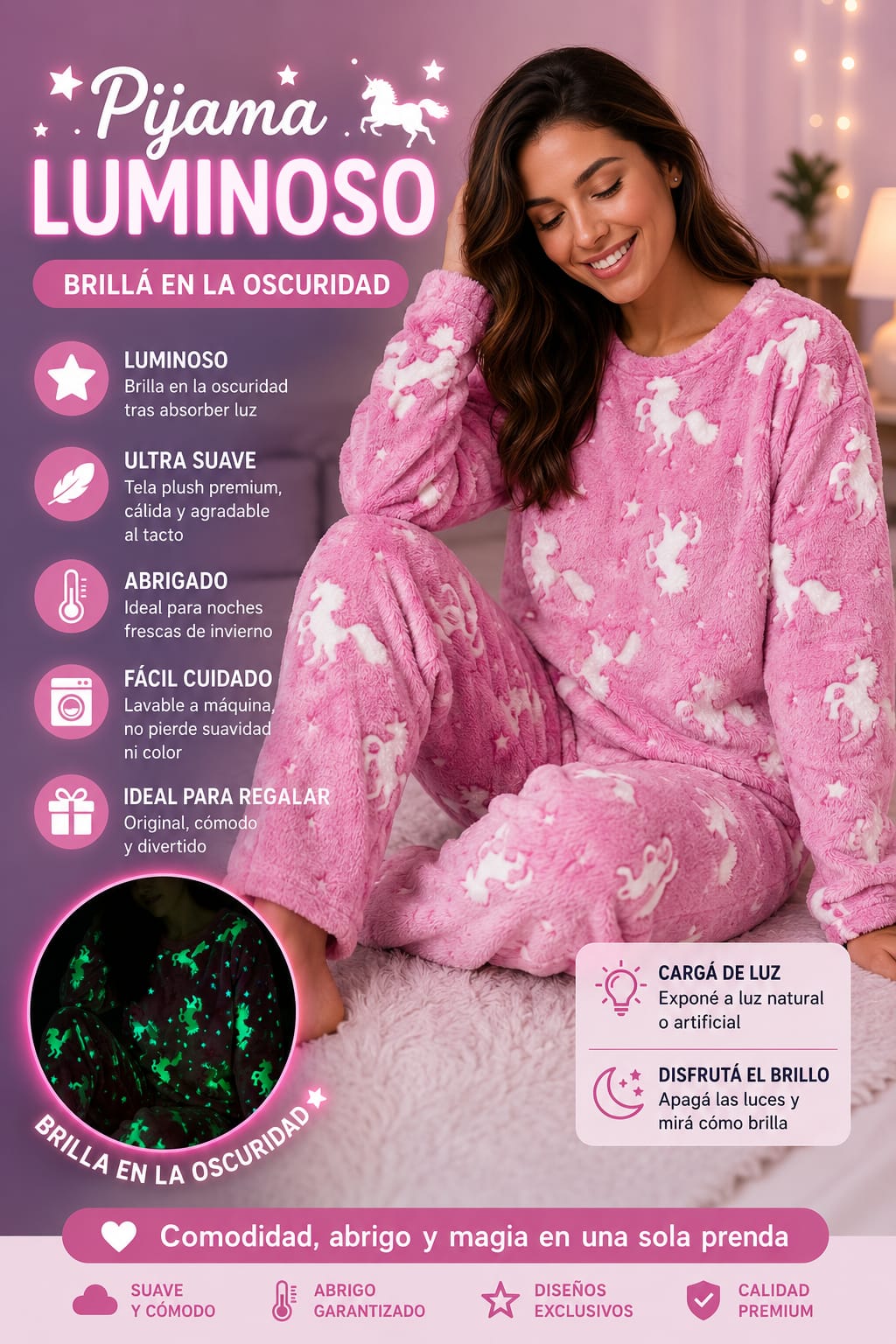 PIJAMA LUMINOSO 2 PIEZAS PARA ADULTO