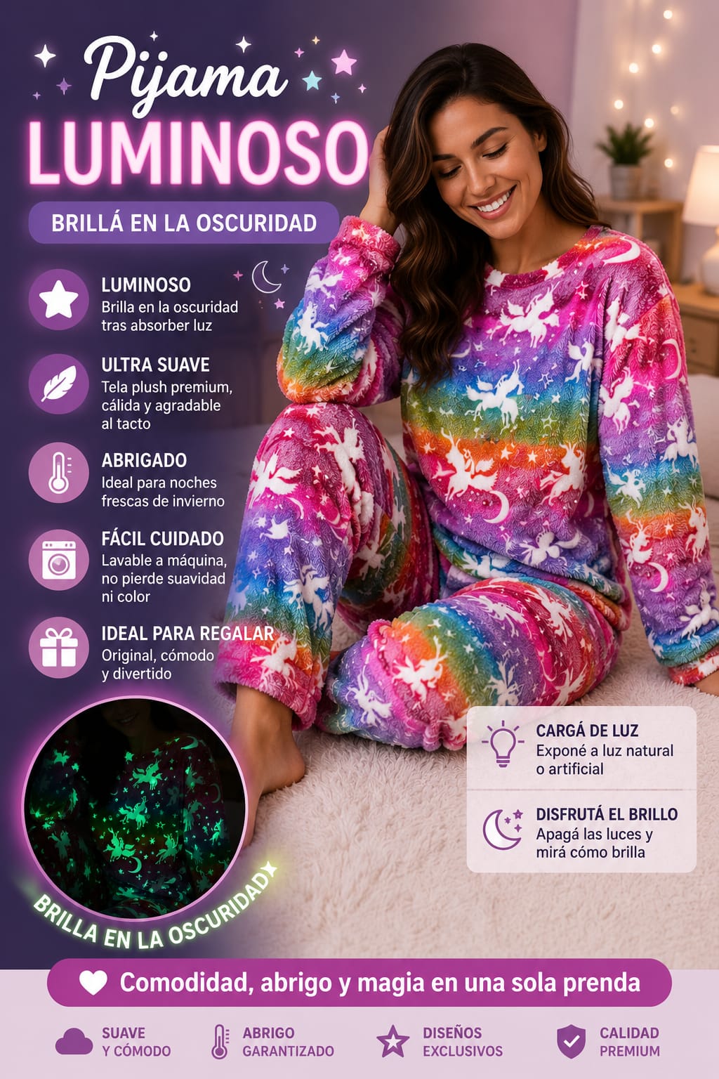 PIJAMA LUMINOSO 2 PIEZAS PARA ADULTO