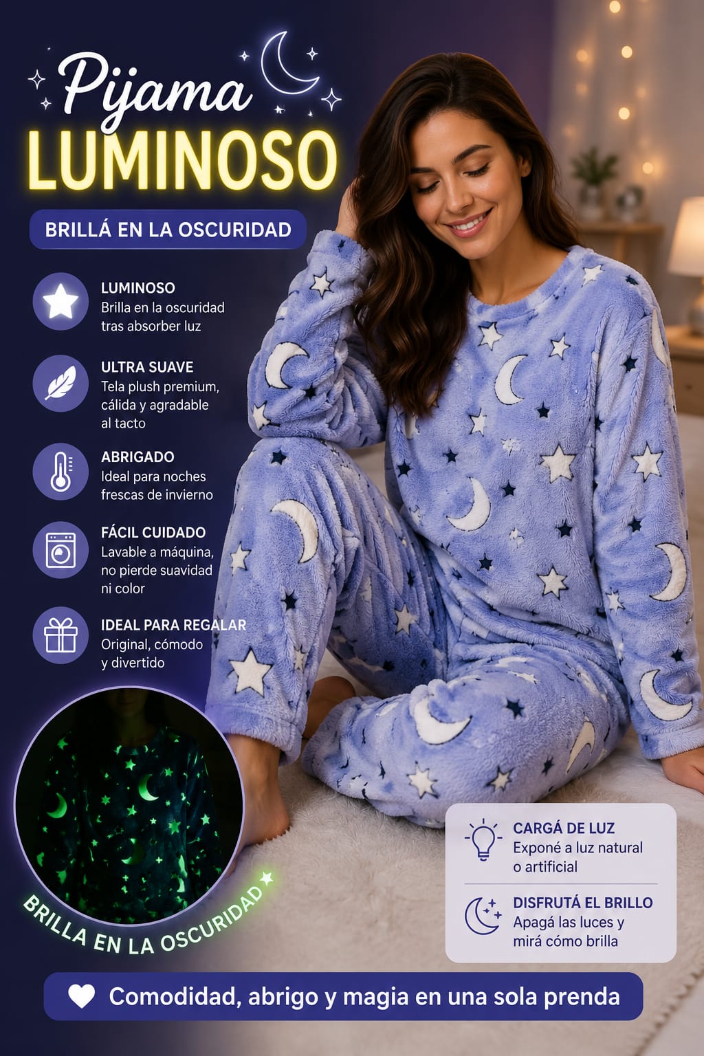 PIJAMA LUMINOSO 2 PIEZAS PARA ADULTO