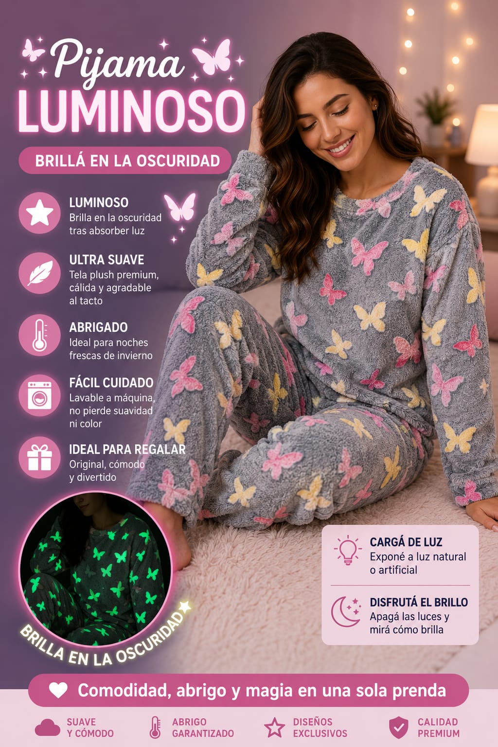 PIJAMA LUMINOSO 2 PIEZAS PARA ADULTO