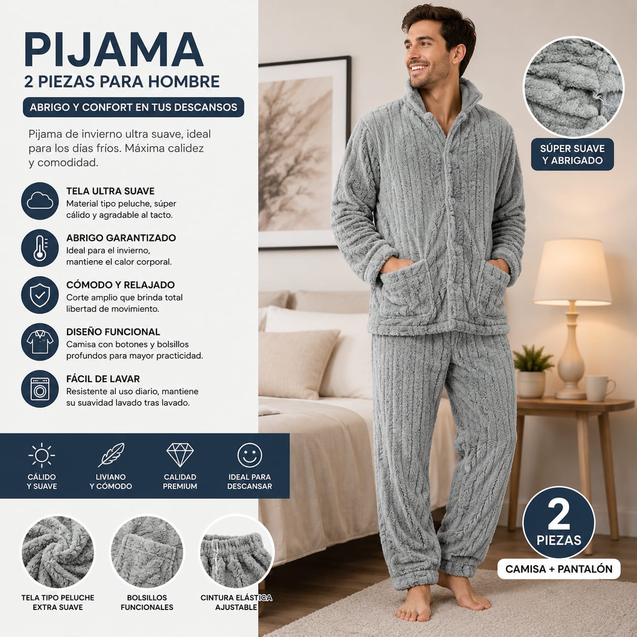 PIJAMA PLUSH 2 PCS PARA HOMBRE