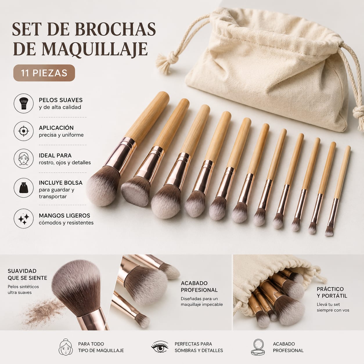 SET DE BROCHAS DE MAQUILLAJE 11 PCS