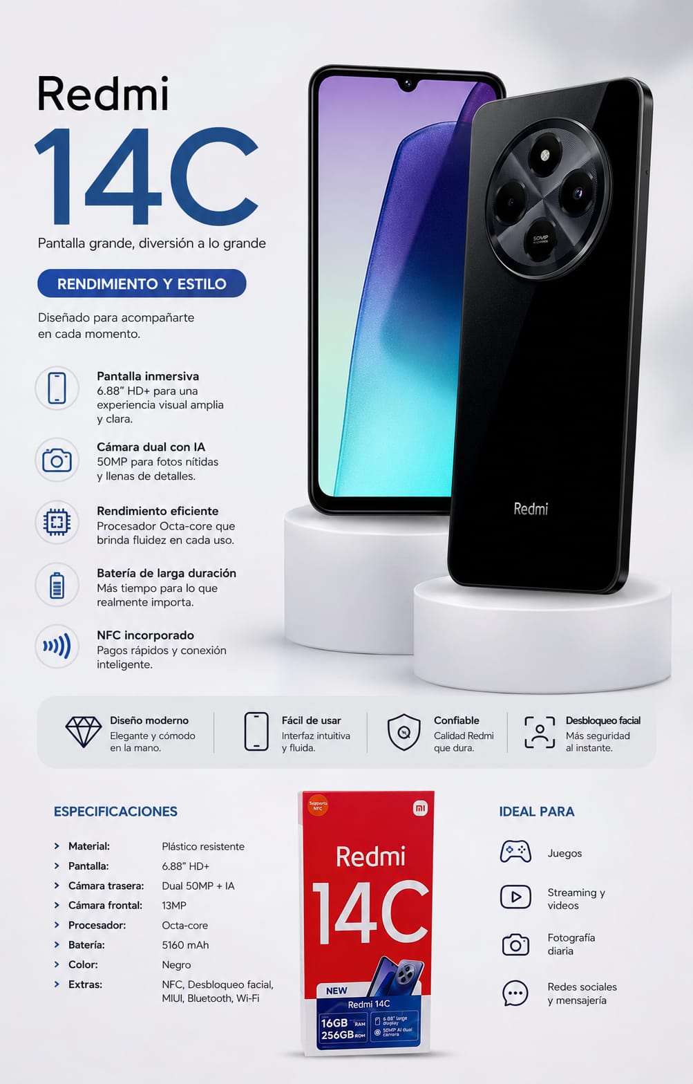 CELULAR REDMI 14C DE 256 GB