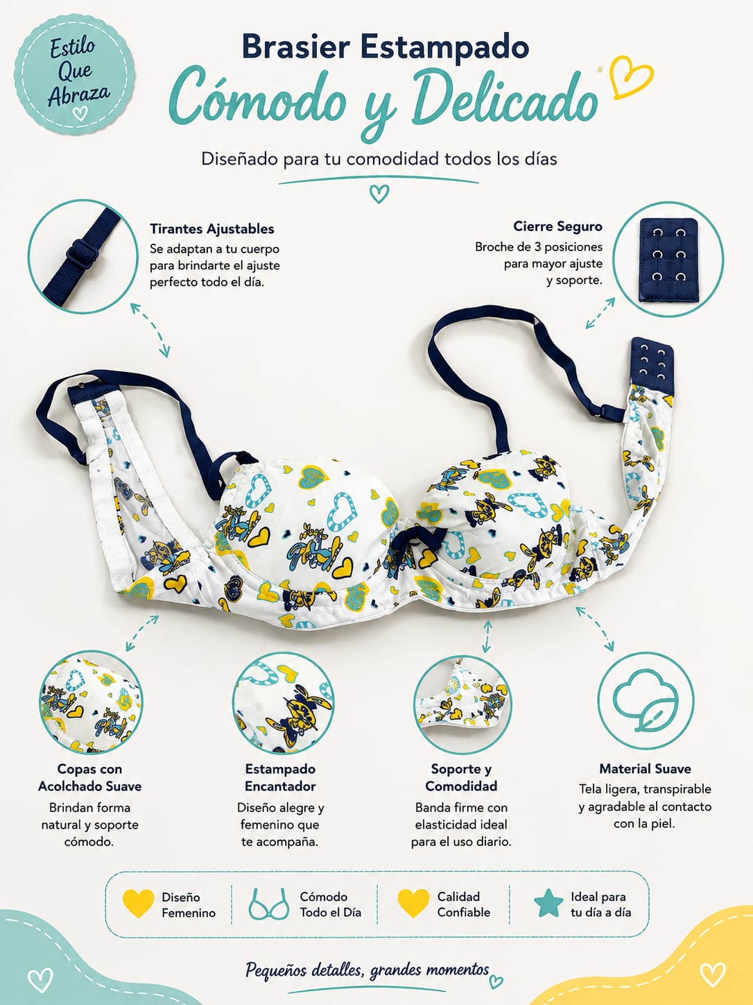 BRASIER / CORPIÑO CON DISEÑOS | COMODO Y DELICADO