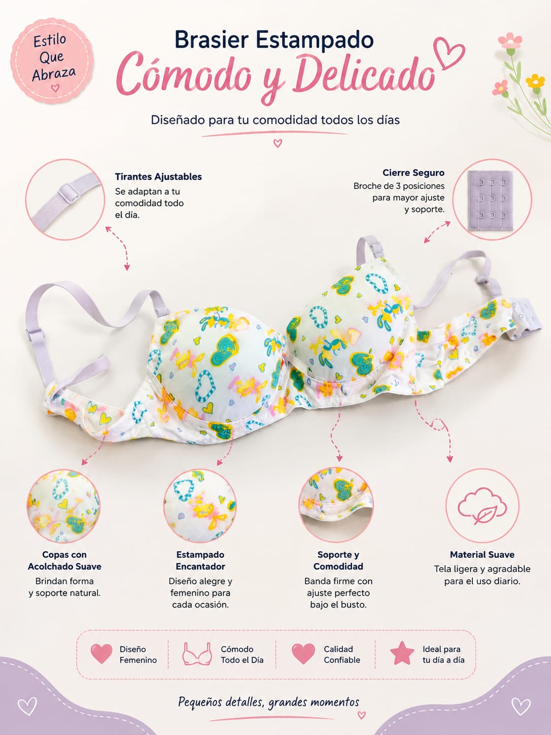 BRASIER / CORPIÑO CON DISEÑOS | COMODO Y DELICADO