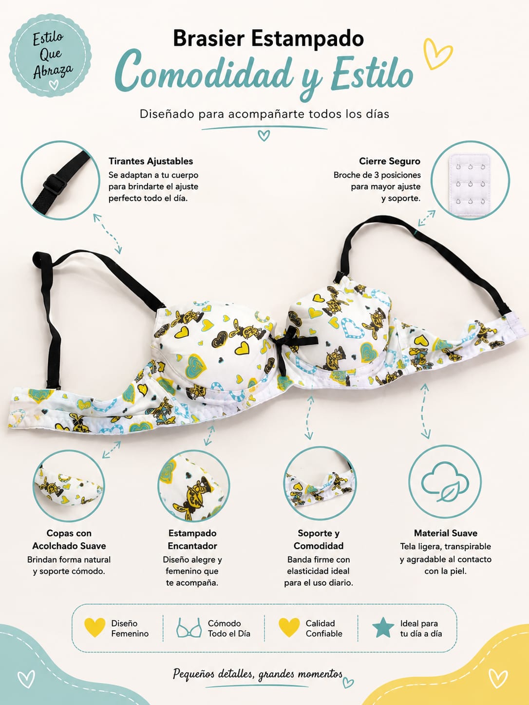 BRASIER / CORPIÑO CON DISEÑOS | COMODO Y DELICADO