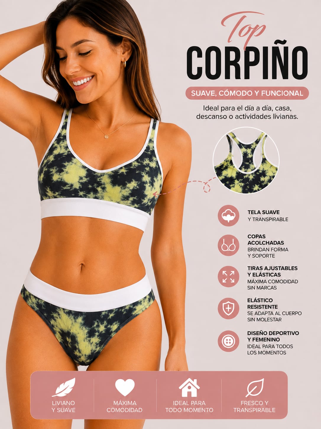 TOP CONJUNTO INTERIOR DEPORTIVO | SUAVE, COMODO Y FUNCIONAL
