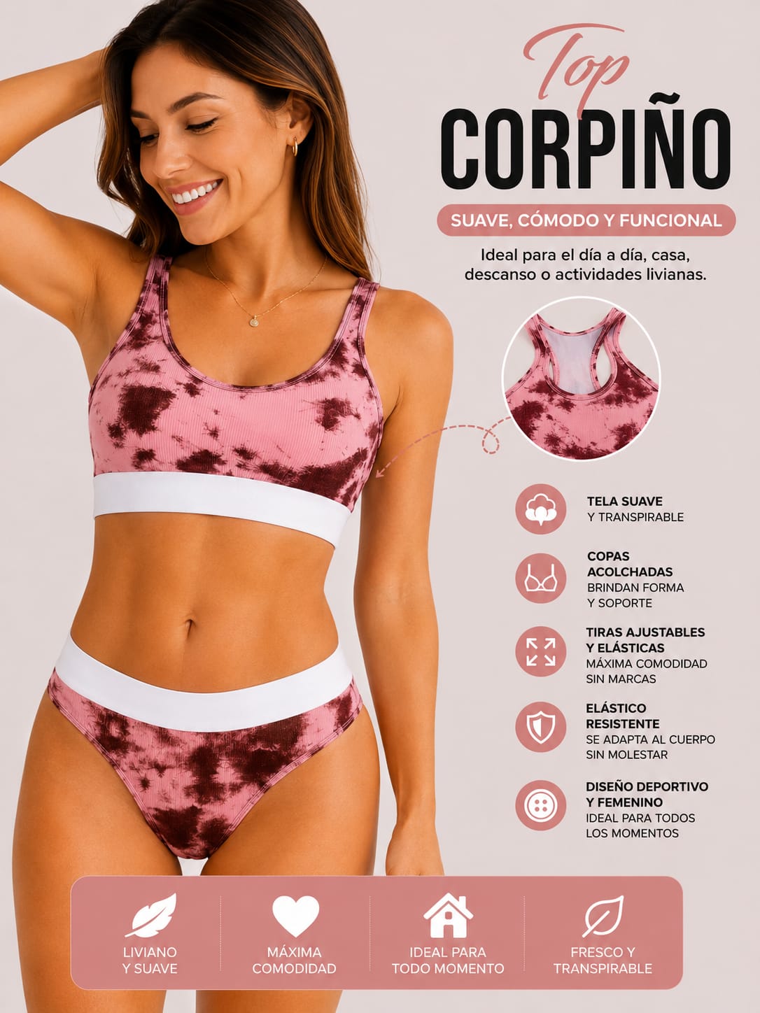 TOP CONJUNTO INTERIOR DEPORTIVO | SUAVE, COMODO Y FUNCIONAL