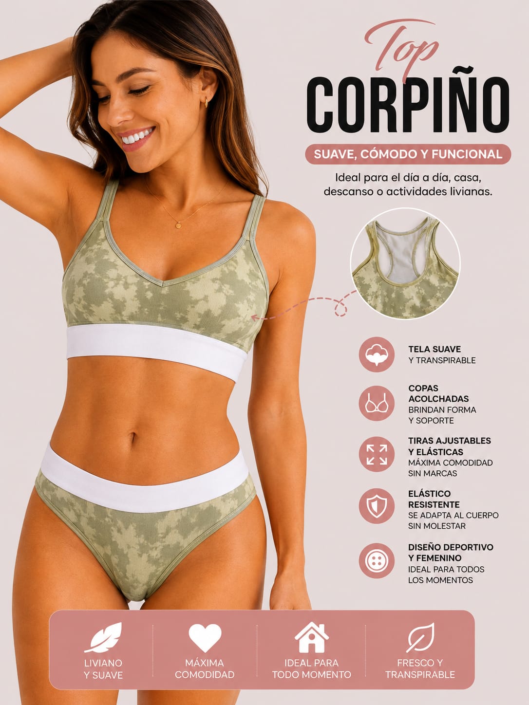TOP CONJUNTO INTERIOR DEPORTIVO | SUAVE, COMODO Y FUNCIONAL
