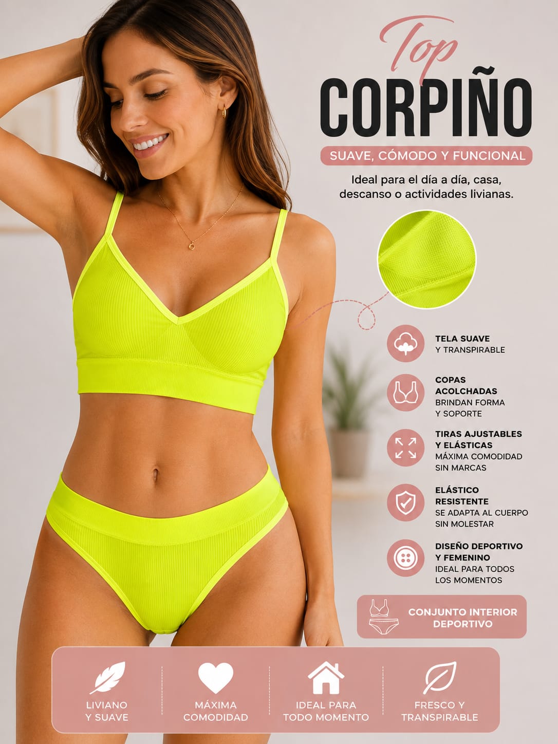 TOP CONJUNTO INTERIOR DEPORTIVO | SUAVE, COMODO Y FUNCIONAL