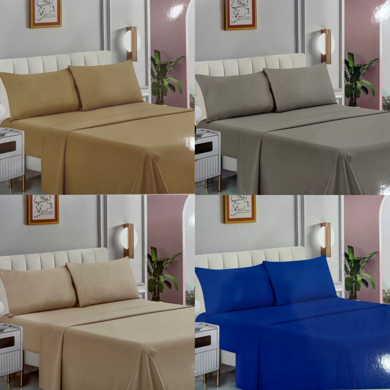 JUEGO DE SABANAS ESTAMPADAS Y LISAS