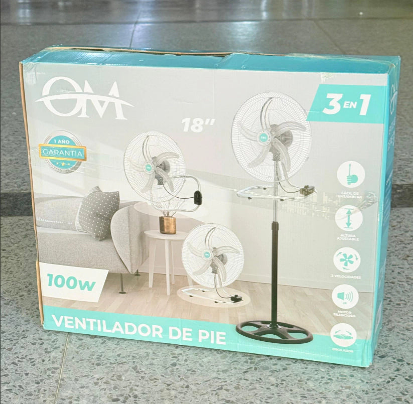 VENTILADOR DE PIE 3 EN 1 TURBO/PARED 18”