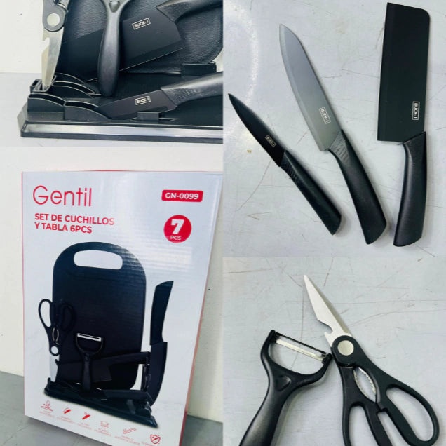 SET DE CUCHILLOS CON TABLA 7 PCS