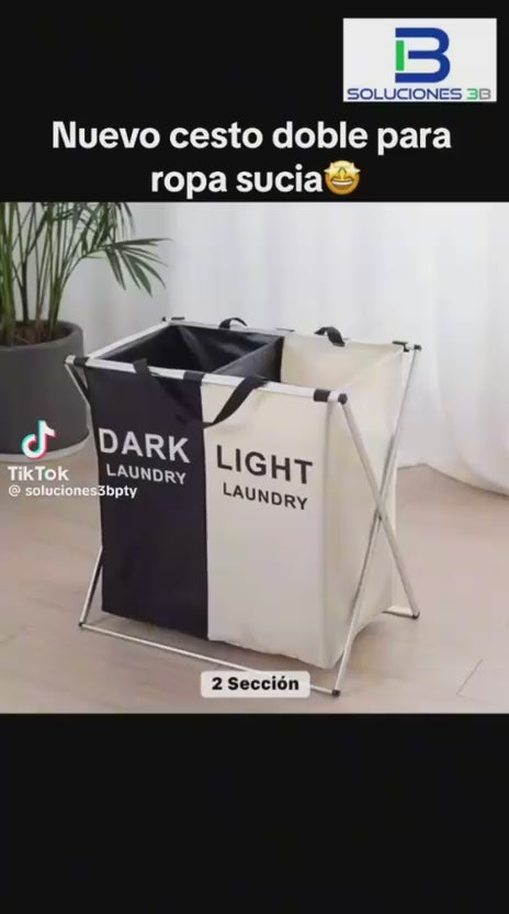 CESTO ORGANIZADOR DE ROPA SUCIA - MOD DOBLE